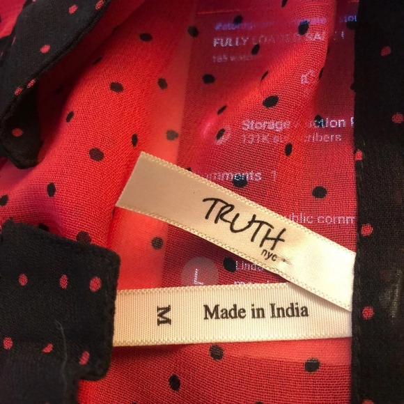 “Truth nyc. Blouse red with black polka dots. Sz M - Picture 2 of 6